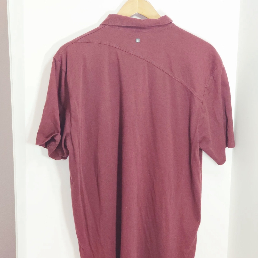 Volcom Polo Shirt Adult X-Large Burgundy Skater Skateboarder Casual Rugby Mens - Picture 2 of 7